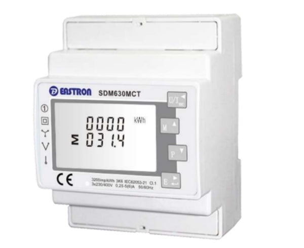 Solis Three Phase CT Meter 120/40mA (SDM630) w/ 3xCTs - For export control and Consumption monitoring