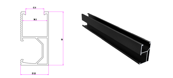 Antai Black Anodized Rail 4700mm (ATL-DR-499-L4700-B) - Material Grade 6005-T6 [Black]