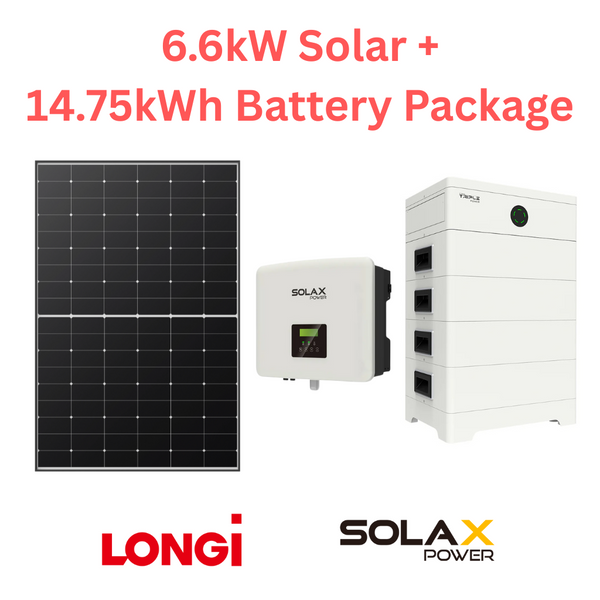 Longi Solar + SolaX Battery Package (6.6kW Solar + 14.75kWh Battery + 7.5kW Inverter) - Final payment: 95%