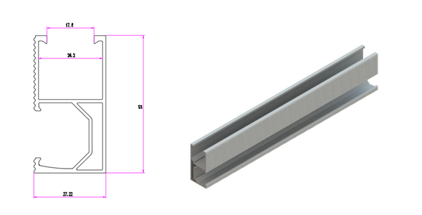 Antai Silver Rail 4700mm (ATL DR 499 L4700) - Material Grade 6005-T6