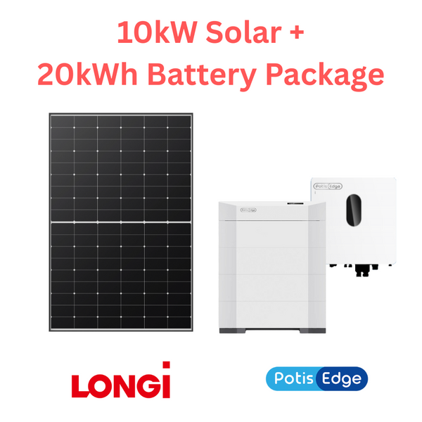 Longi Solar + PotisEdge Battery Package (10kW Solar + 20kWh Battery + 6kW Inverter) - Final payment: 95%