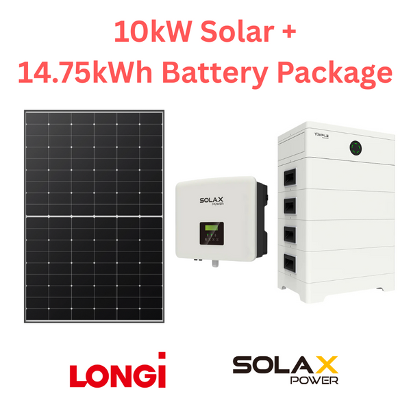 Longi Solar + SolaX Battery Package (10kW Solar + 14.75kWh Battery + 7.5kW Inverter) - Final payment: 95%